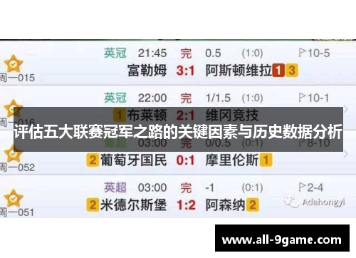 评估五大联赛冠军之路的关键因素与历史数据分析