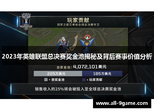 2023年英雄联盟总决赛奖金池揭秘及背后赛事价值分析