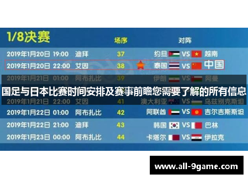 国足与日本比赛时间安排及赛事前瞻您需要了解的所有信息 国足与日本比赛时间安排及赛事前瞻您需要了解的所有信息